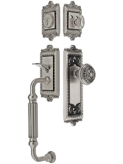Windsor Entry Lock Set in Antique Pewter Finish with Windsor Knob and